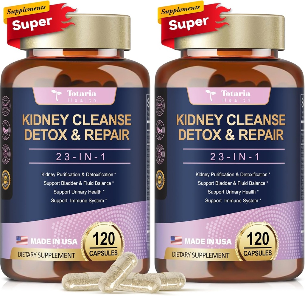 Totaria (2 P) Ledviny a vyčištění jater Detox & opravy Kapsle, Chanca Piedra & Cranberry Pills pro játra & Ledviny Supplement Extra Strength for Stones Disolver, Močové Tract Zdraví pro ženu