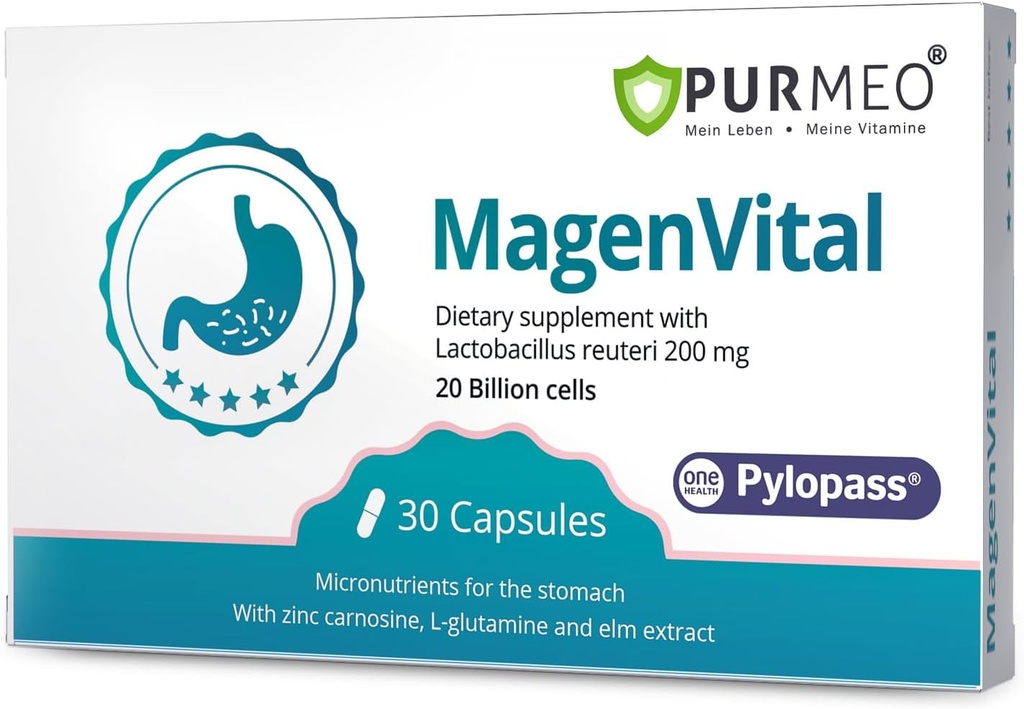 5 in 1 High Potency H. Pylori Léčba Probiotika - Gastritis Support - 1 per Day - Pylopass Lactobacillus Reuteri DSM17648 - Nepotřeba žádné profylaxe - Vyrobeno v Německu