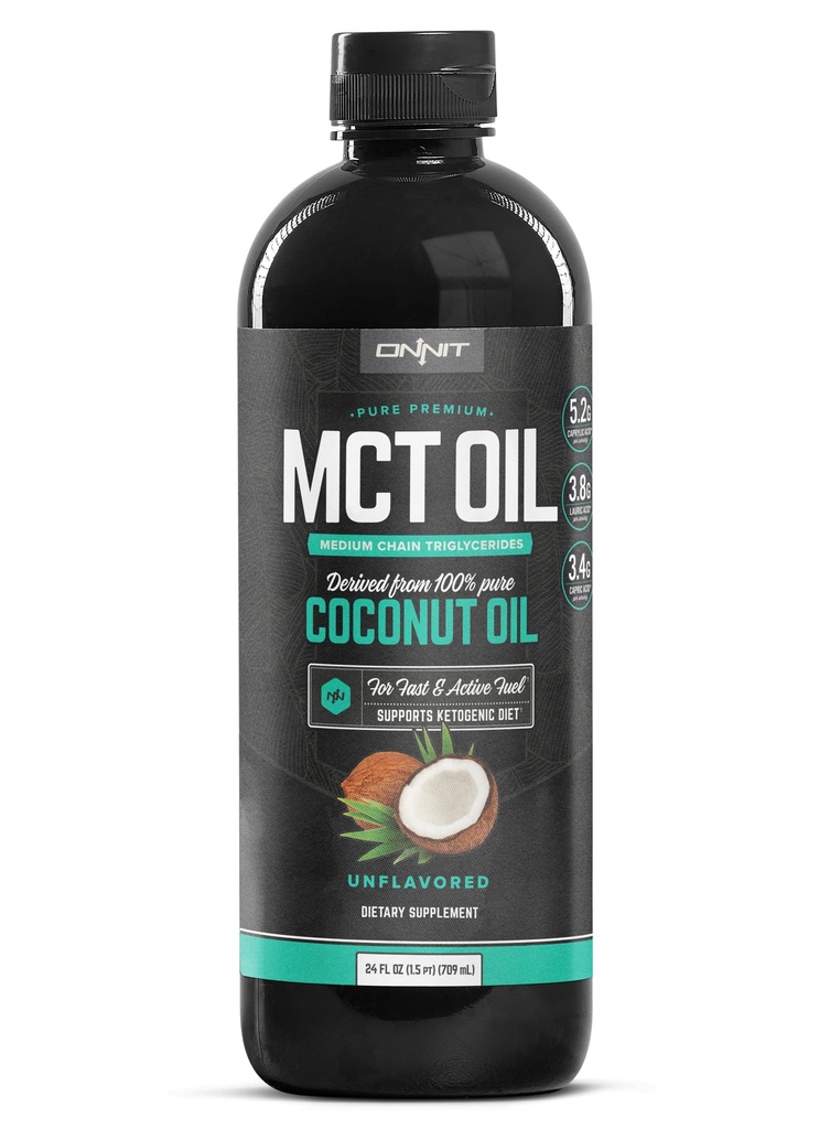 Onnit MCT Olej - čistý kokosový olej MCT, Ketogenní dieta a paleo Optimalizováno s C8, C10, Lauric Acid - Perfektní pro kávu, třesy a vaření (Flavorless - 24oz)