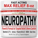 Neuropatie Relief Cream - Rychle působící Max Relief pro nohy nohy - Ultra síla Menthol, Arnica, Aloe Vera, MSM, Natural Soothing Nerve Relief - Extra Large 8 oz
