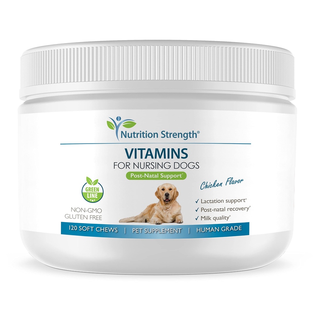 Vitamins for Nursing Dogs | Support Post-Natal Recovery | Support Lactation for Healthy Puppies | Promote Milk Quality with Calcium, Phosphorus, Magnesium & Zinc | 120 Soft Chews