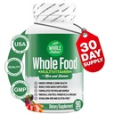 Celé jídlo Multivitamin pro muže a ženy Kompletní denní Superfood Vitamíny Plus Minerály Stravovací Enzymy, Probiotika a Omegas. Multivitamín rostlinného původu, jiný než GMO (1)