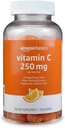 Základy Vitamin C 250 mg Gummies, Orange, 150 Count (2 per Serving), Imunitní zdraví (dříve Solim)