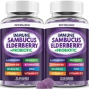 Imunitní podpora bezinky, denní podpora pro děti a dospělé *, se Sambucus Elderberry, zink, vitamin C, D3, B6, B12, Plus - Dietní dodatek - 140 Počet