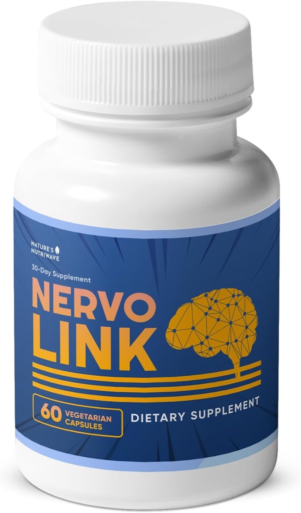 Nervolink - 100% přírodní doplněk pro Nerve- Support & Energy Boost, s Reishi, Shiitake, a Lví hříva houby, Made in USA, non - GMO - 60 Kapsle, 1 měsíc Dodávka