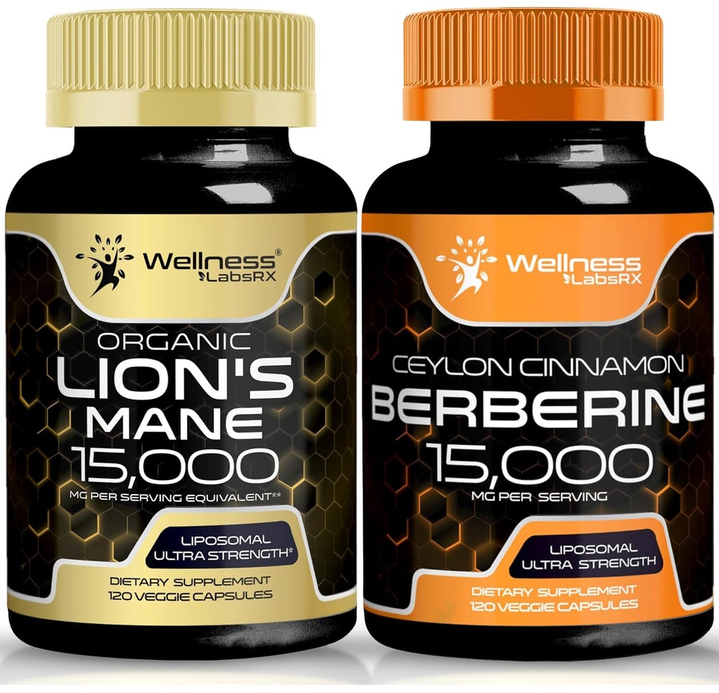 WELLNESS LABSRX Lions Mane Kapsle a Berberine Kapsle 124; Bundle