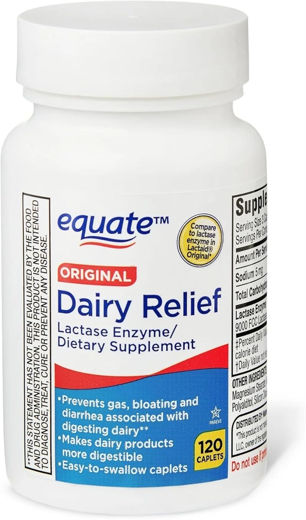 Mléčné náplasti, Original, Lactase Enzyme, 120 pilulky podle rovnice (balení po 1) + nálepka