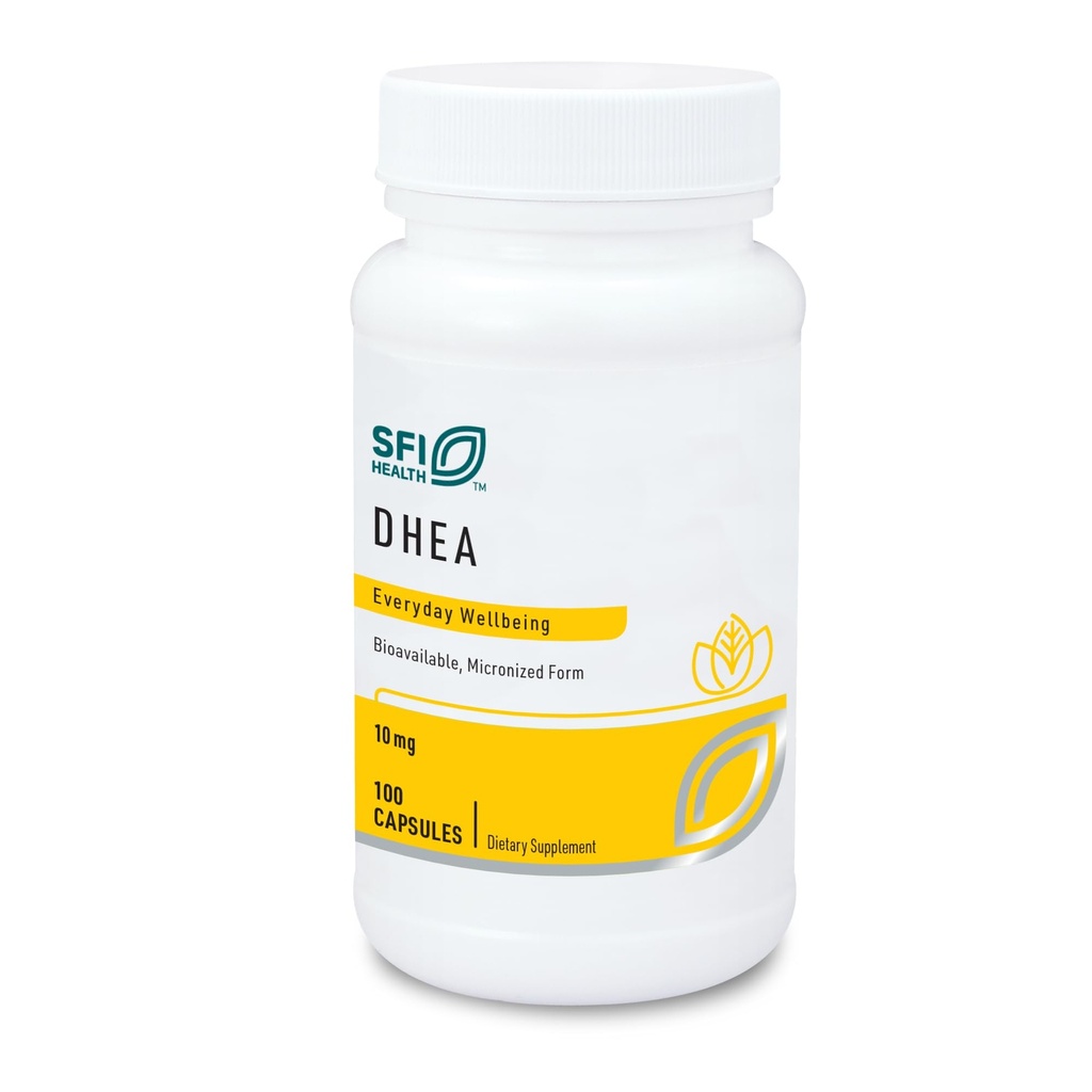 SFI Health Klaire Labs DHEA 10mg - Dehydroepiandrosteron Derived from Wild Yam - Mikronizovaný pro superior absorpce - Soy- free, hypoalergenní dodatek pro muže a ženy (100 kapslí)