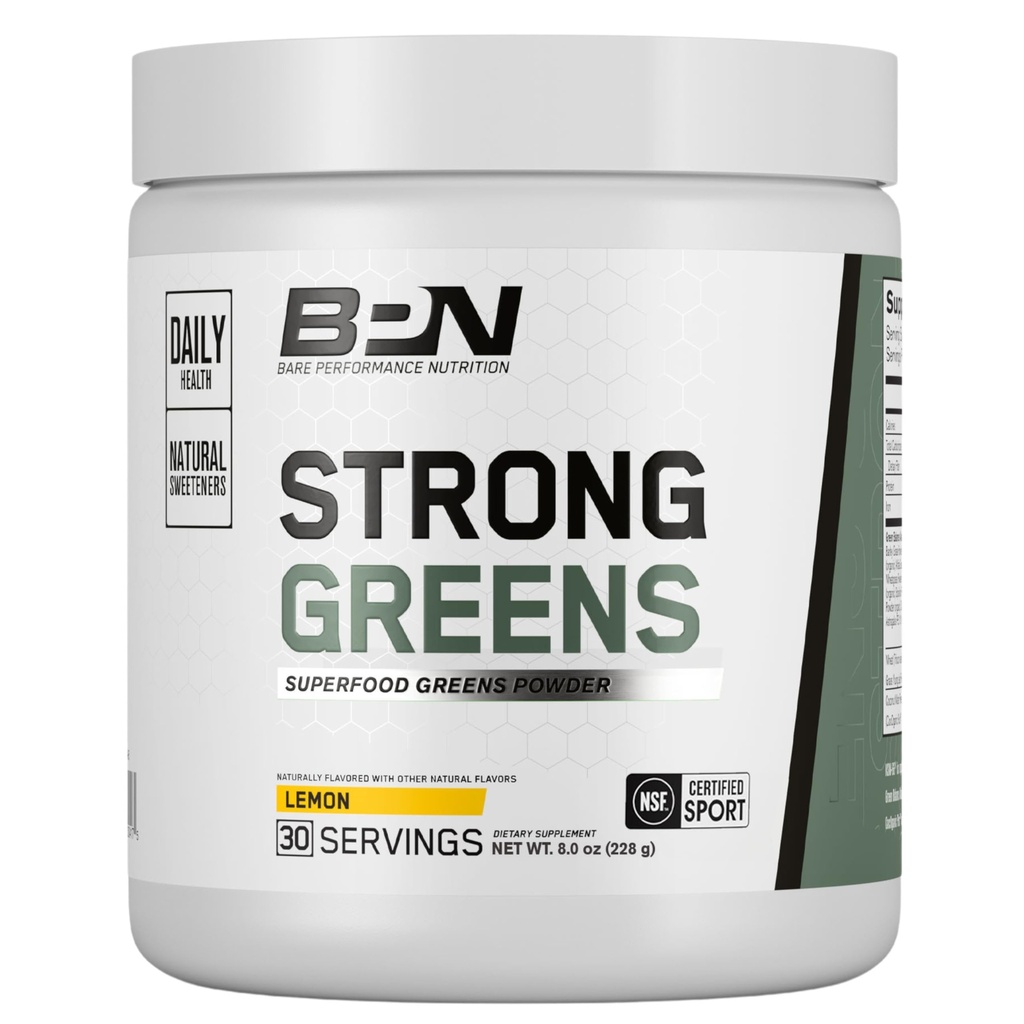 BARE VÝKONNOST VÝPOČET, BPN Silné zelené Superfood Powder, Lemon, 30 Servings