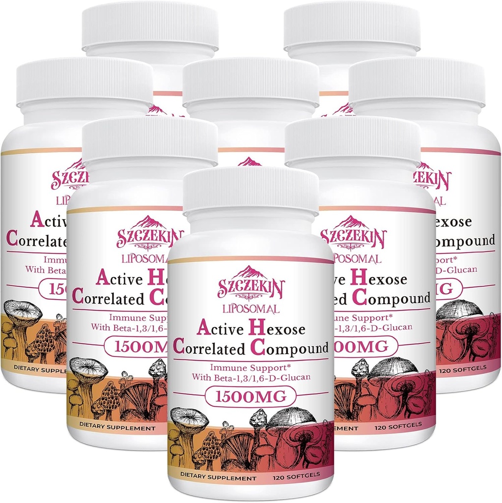 1500mg Liposomal Active Hexose Korálové dodatek, 960 Soft Gels Beta-Glukans s přírodním Houbovým extraktem, imunitní systém, funkce jater, udržovat T- buněk a Killer buněčné aktivity
