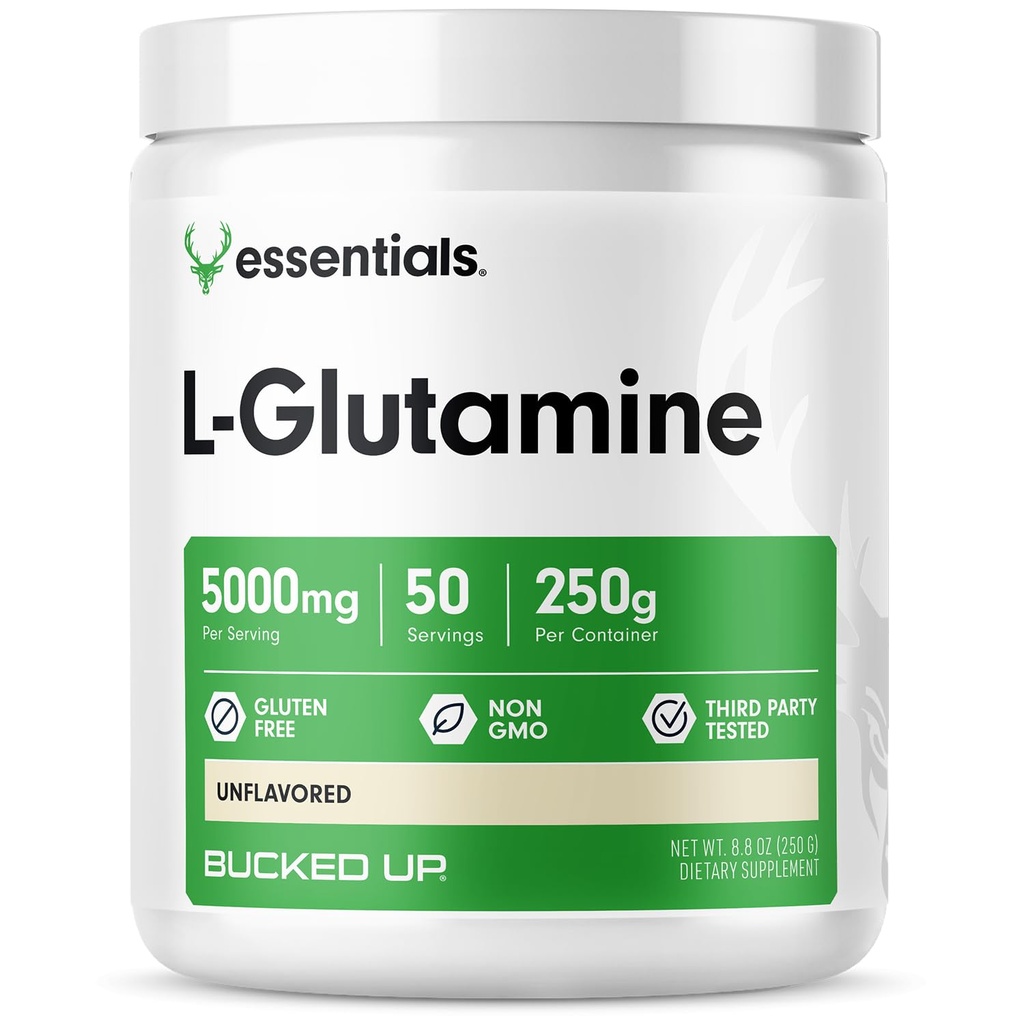 Bucked Up L- glutamin (5000mg), Essentials (50 Servings, 250 Grams)