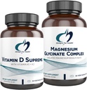 Designy pro vzory pro zdraví Glycinát hořčíku Komplex (60 kapslí) & Vitamin D Nejvyšší (30 Softgels) - Vysoká absorpční hořčík s 5000 IU vitaminu D3 a vitaminu K2 / K1 - Kostní, imunitní a mood