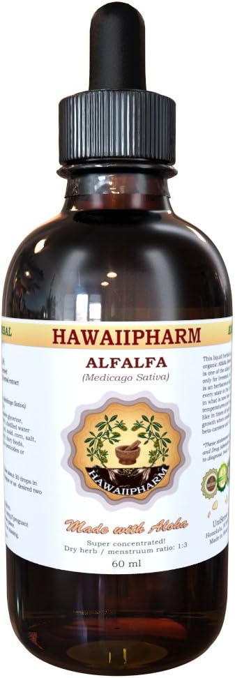 HavaiPharm Alfalfa Liquid Extract, Organic Alfalfa (Medicago Sativa) Sušený list tinktura dodatek 4 oz