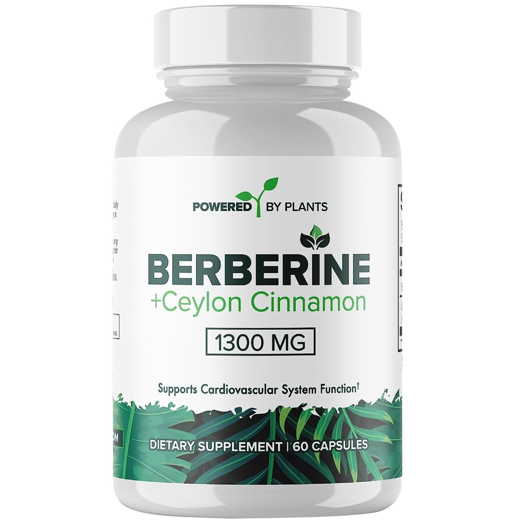 Čistý dodatek Berberine - 1300mg Berberine s Ceylon Skořicí pro metabolismus a podporu imunitního systému - 60 Služeb