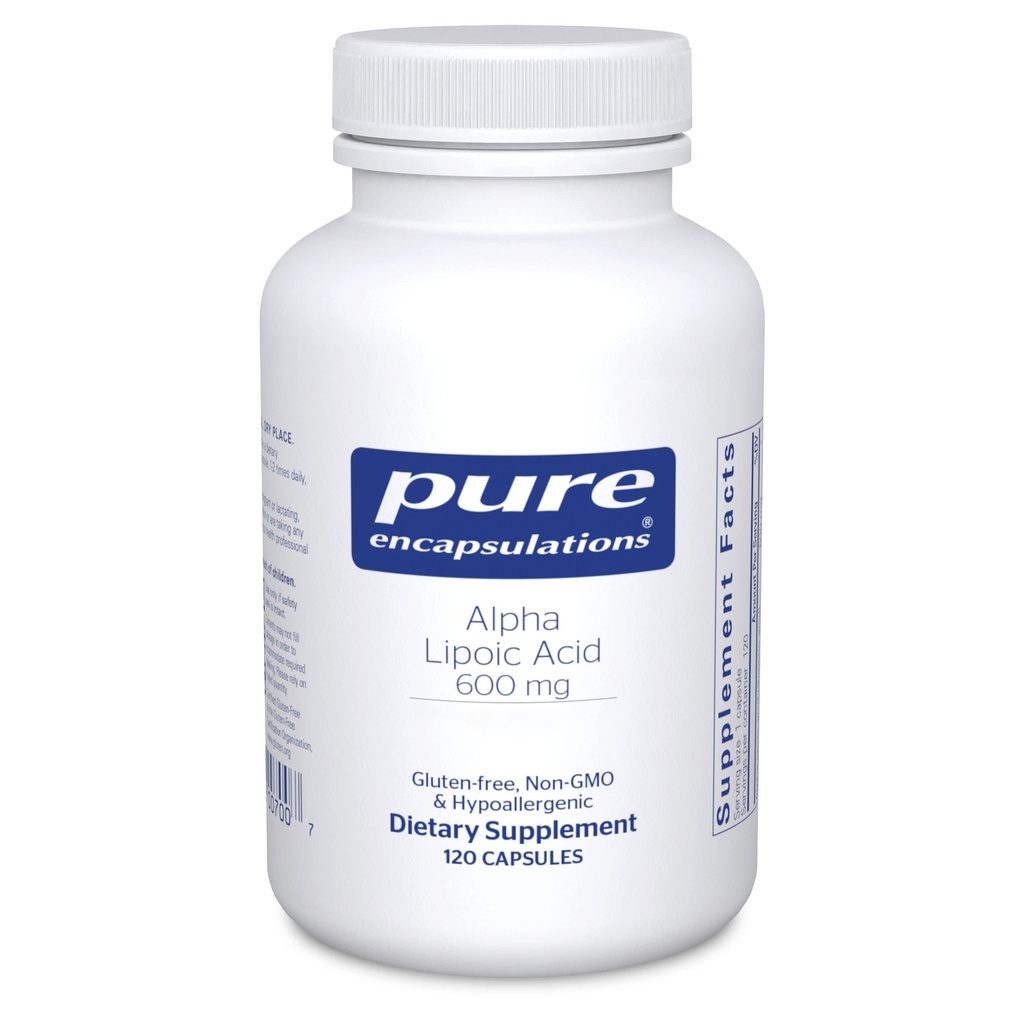 Čisté enkapsulace Kyselina alfa kyselina lipoová 600 mg - ALA dodatek pro podporu jater, antioxidanty, nervové zdraví, kardiovaskulární zdraví a karbohydrát - Premium alfa kyselina lipoová - 120 Kapsle