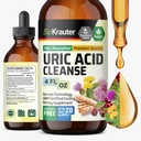 BIO KRAUTER Uric Acid Support Tincture - Natural Kidney Supplement w / Tart Cherry, Milk Thistle, Turmeric Herbal Liquid Extrakts - Vegan Drops 4 Fl.Oz.