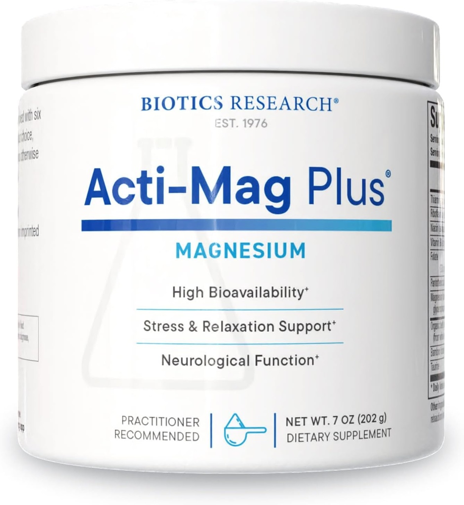 Biotika Výzkum Active-Mag Plus ™ Vysoce biologicky dostupné Práškový 400mg Magnesium Formule, 5g / Serving, Optimalizuje Stress Response, Promotes Relaxation, Zdravé energetické hladiny, Svalový Comfort 7 Oz