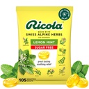Ricola Sugar Free Lemon Mint Bylinné kašel Suppresant Hrdelní kapky, 105ct Bag