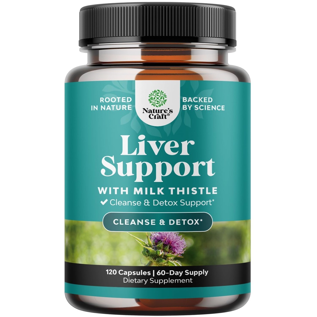 Natures Craft Játra čisticí Detox & Opravy 120 Kapsle - Bylinné Játra Support Mléko Thistle Dodatek - Silymarin Mléko Thistle Doplňky s kořen, Choline, Beetroot & Artichice Extract