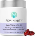 Feminity hladký jako hedvábí + 30denní starter kit pro vaginální suchost (60 Softgels & Refillable Glass Jar) - směs mořského Buckthorn Oil, Vitamin D3 a Plant- based Omega-3 DHA