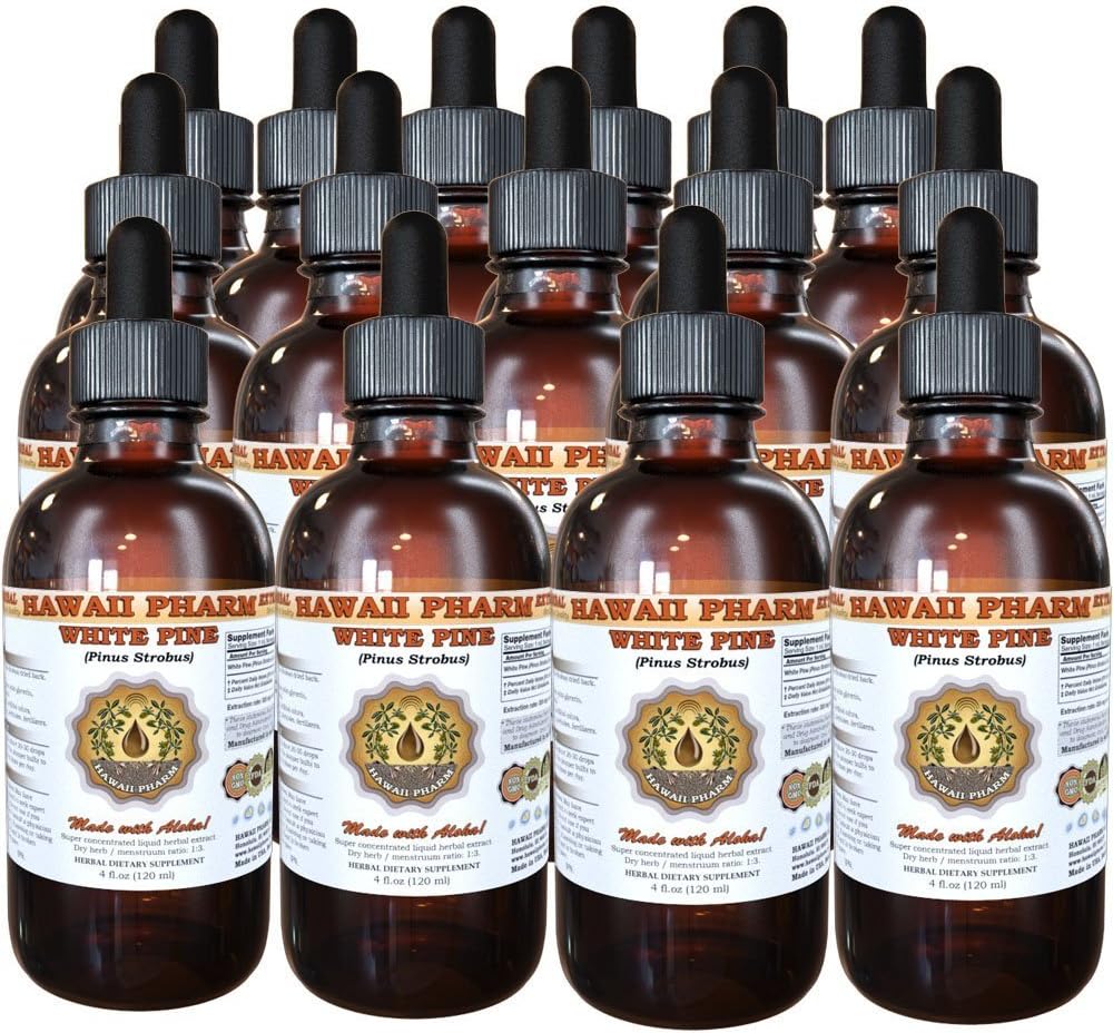 White Pine Liquid Extract, White Pine (Pinus Strobus) Bark Powder tinktura, Bylinný dodatek, Hawaii Pharm, Made in USA, 15x4 fl.oz