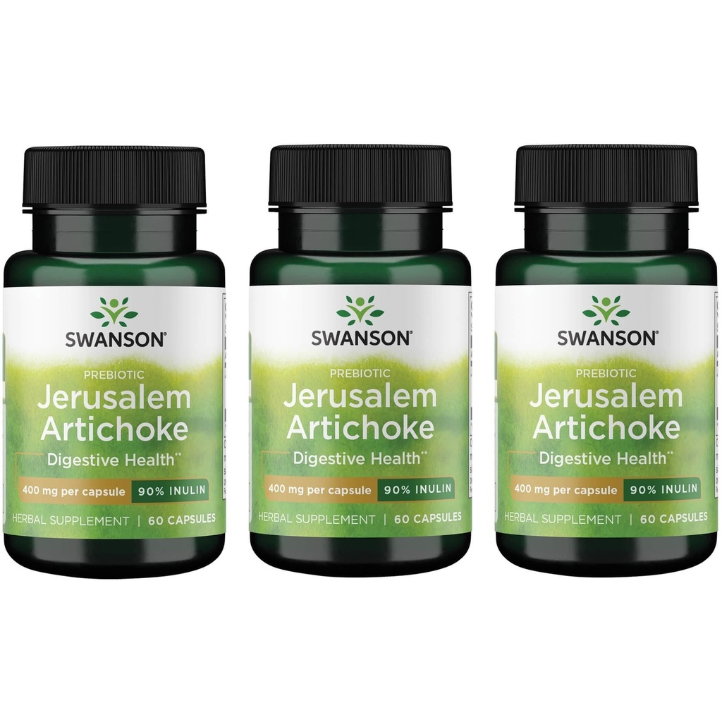 Swanson Prebiotic Jerusalem Artyčok - 90% Inulin 400 mg 60 Caps (3 balení)