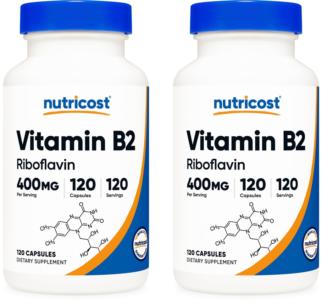 Nutricost Vitamin B2 (Riboflavin) 400mg, 120 Kapsle (2 Lahve)