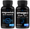 NutraChamps Magnesium Zinek & Vitamin D3 Kapsle a Omega 3 Rybí olejové kapsle 2 Balení Bundle