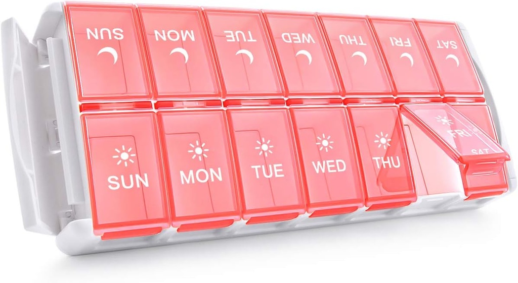 TookMag Týdenní medicína Pořadatel pilulky 2 krát denně, snadné vyplnění AM PM Pill Box, Velká kapacita Quick- Refill 7 dnů Pill Pouzdra pro pilulky / vitamín / rybí olej / doplňky (Patent Registered)
