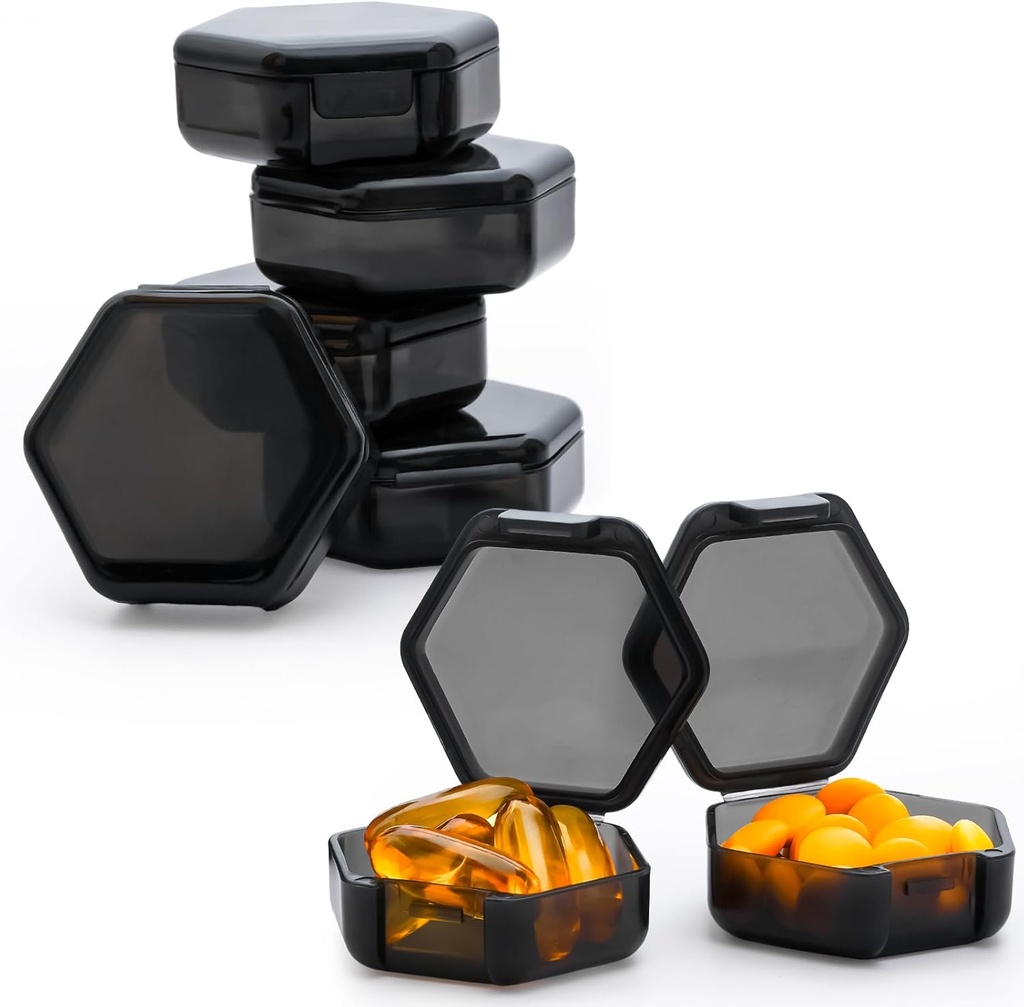 Small Pill Box, 7 Packs Travel Pill Pouzdro, Přenosný BPA zdarma Mini pořadatel pro kapesní kabelku, denní medicína Vitamin Kontejner, Rybí olej a dodatek skladování