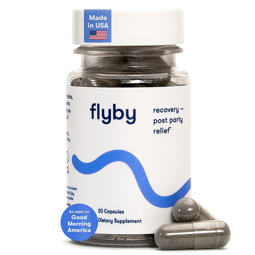 Flyby Recovery dodatek - All The Hang, Without the Over! ™ - s mléčným bodlákem, vitamínem C, aktivovaným uhlím a jablečným octem - Pre & Post Picí Formule (20 Počet)