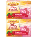 Emergen- C 1000mg vitamin C prášek, s antioxidanty, B vitaminy a elektrolyty, vitamín C doplňky pro imunitní podporu, kofein zdarma nápoj mix, Malina Flavor - 60 Počet / 2 měsíce Dodávka