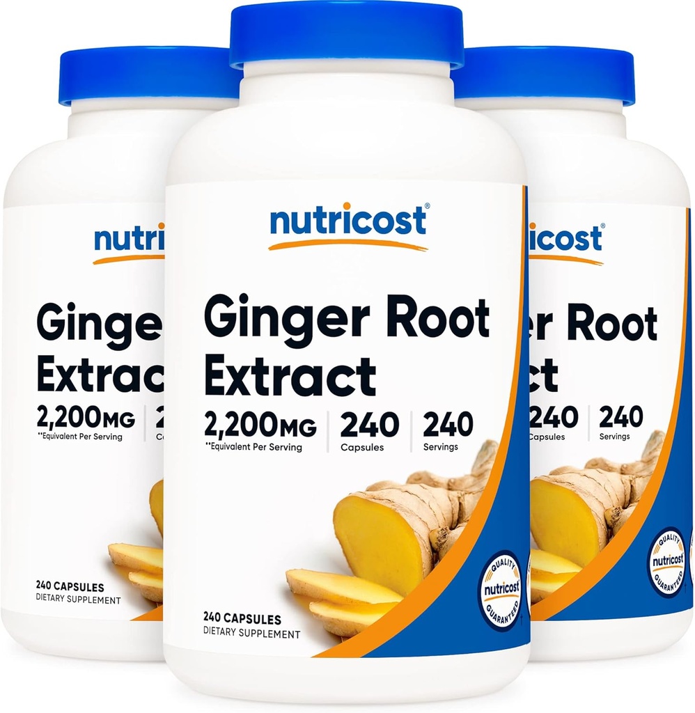 Nutricost Ginger Root Extract 550mg, 240 Kapsle (3 Lahve)