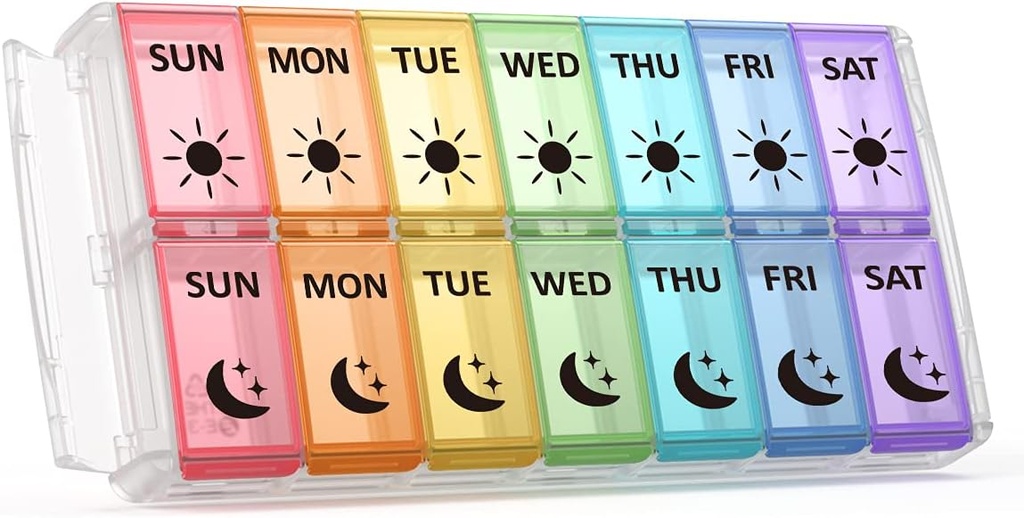 Týdenní Pill Organizátor 2 krát denně extra velké 7 den snadné vyplnit rychlé vyplnění přenosné Fullicon AM PM Pill Box pro dodatek, vitamin, a medicína - (patent registrován)