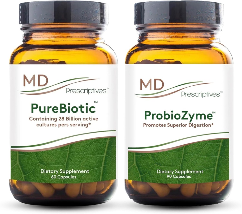 MD Prescriptives PureBiotic and ProbioZyme Bundle - Digestive & Gut Health Supplement - 60 Kapsle / 90 Kapsle