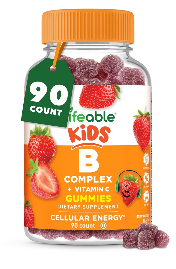 Lifeable vitamin B Complex for Kids CARL 124; s VIT C CARL 124; Great Ochutnávání B Complex Gummies CARL 124; Vegan Kids B Complex CARL 124; Energy and Nerve Support CARL 124; 90 Gummies