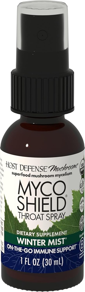 Hostitelská obrana MycoShield Krční sprej - Imunitní podpora zdraví - Dietní houba dodatek s Chaga, Reishi, Turecko Ocas & More - On-The- Imunitation Support - Winter Mist, 1 fl oz (71 Servings) *