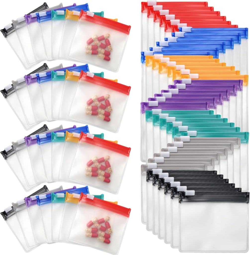 35 & 70 Kusy Pill Pouch sáčky Zippered, Anglecai opakovaně použitelný Pill Pouch pro léky sáčky přenosné Self Sealing Travel Medicine Packets s Slide Lock drogových sáčků (70)