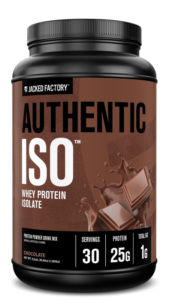 Jacked Factory Authentic ISO Grass Fed Whey Protein Isolate Powder - Low Carb, Non-GMO Muscle Building Protein w / No Fillers, Post Workout Recovery, Čokoláda