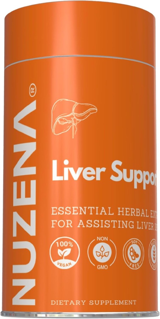 Nuzena Játra Support +, Mléko Thistle Silybum Marianum, Kurkuma, Pampeliška kořenová & Artyčok Extrakt s esenciálními vitamíny, Balení 60 Játra podpůrných kapslí, Made in USA