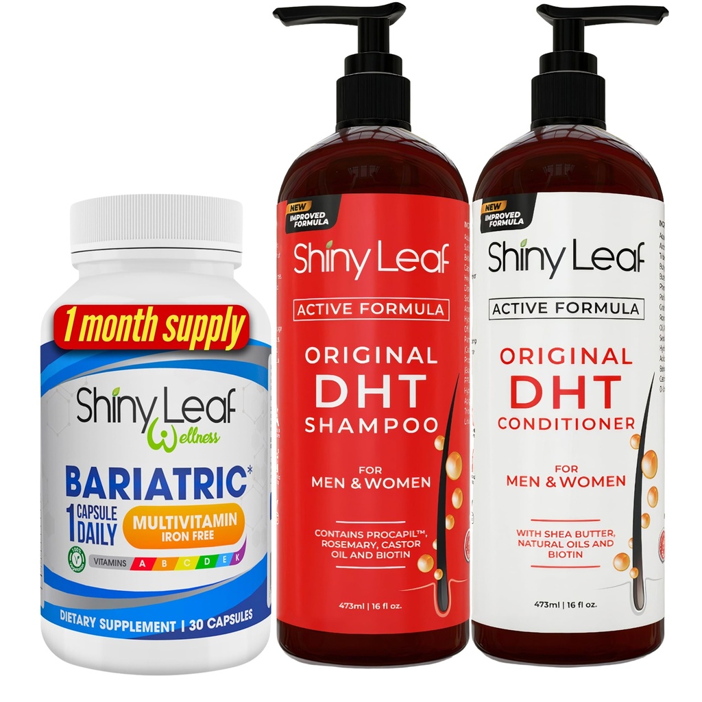 Bariatrické Multivitamin Iron-Free a DHT Block Shampoo a Conditioner, Hair Loss Shampoo a Conditioner pro ženy a muže