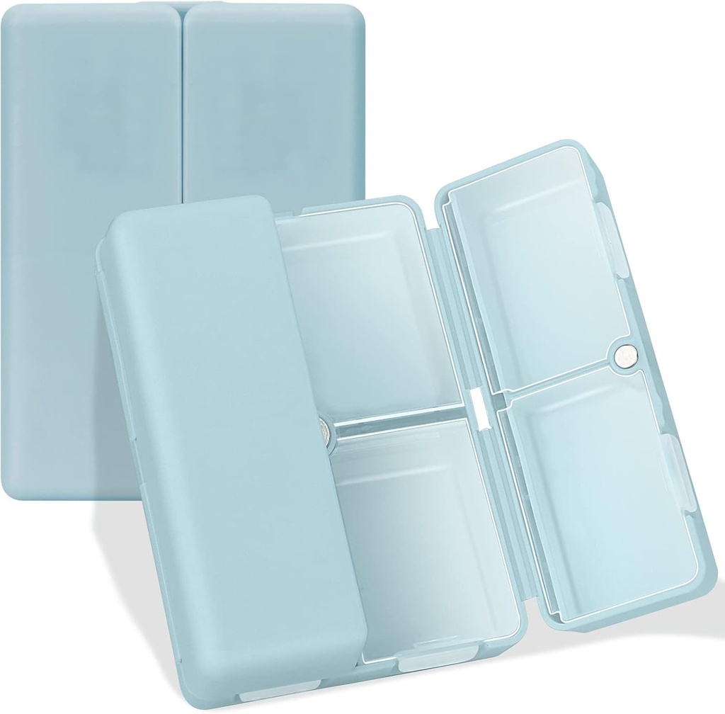 Daily Pill Organizer, 7 Compartments Přenosné cestovní Pill Pouzdro, [Skládací design] pro Purse Pocket držet vitaminy, Cod Játra olej, doplňky a léky - modrá