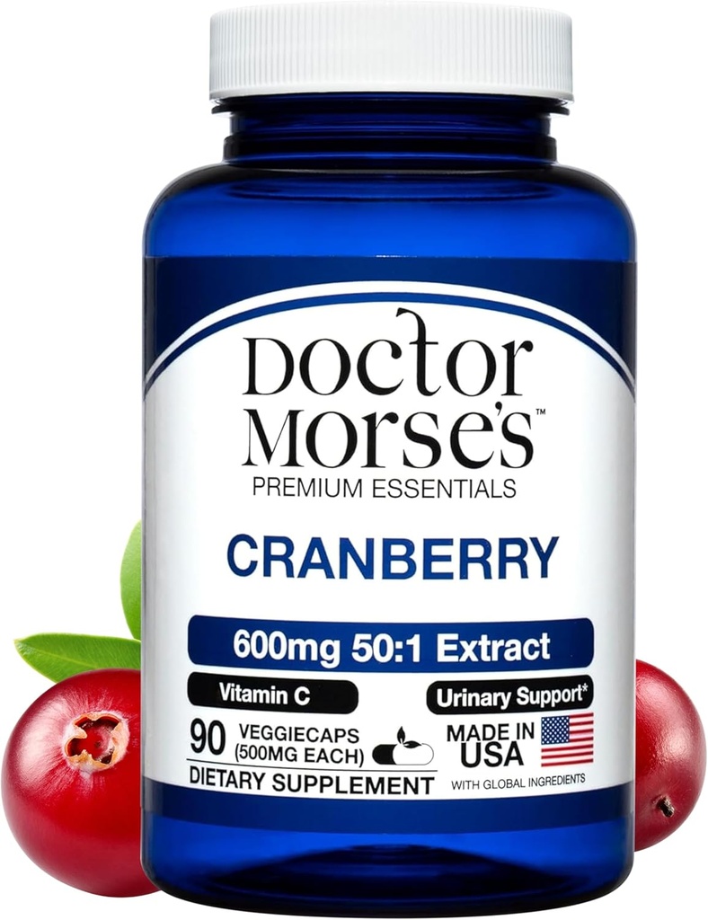 Cranberry Doplněk pilulky pro ženy a muže, 30000mg síla, Močová Trakt Podpora s vitamínem C, Vyrobeno v FDA- Registrované, NSF- Certified Facility, Celková podpora zdraví, 90 Kapsle