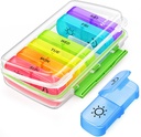 AUVON Pill Box 2 krát denně s Moisture- Proof Design, Týdenní Pill Organizátor AM PM s přenosné kapesní sloty, Pill Case 7 Den s duální ochranou za vitamín, medicína, léky, a dodatek