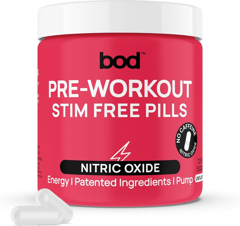 BOD Pre Workout pilulky s přírodní zelený čaj, Electrolytes, L-Theanine, Beet Root, podporuje energii, vytrvalost, cvičení výkon s No Jitters nebo Crash, Vegan Pre Workout pro ženy a muže, 120Pills