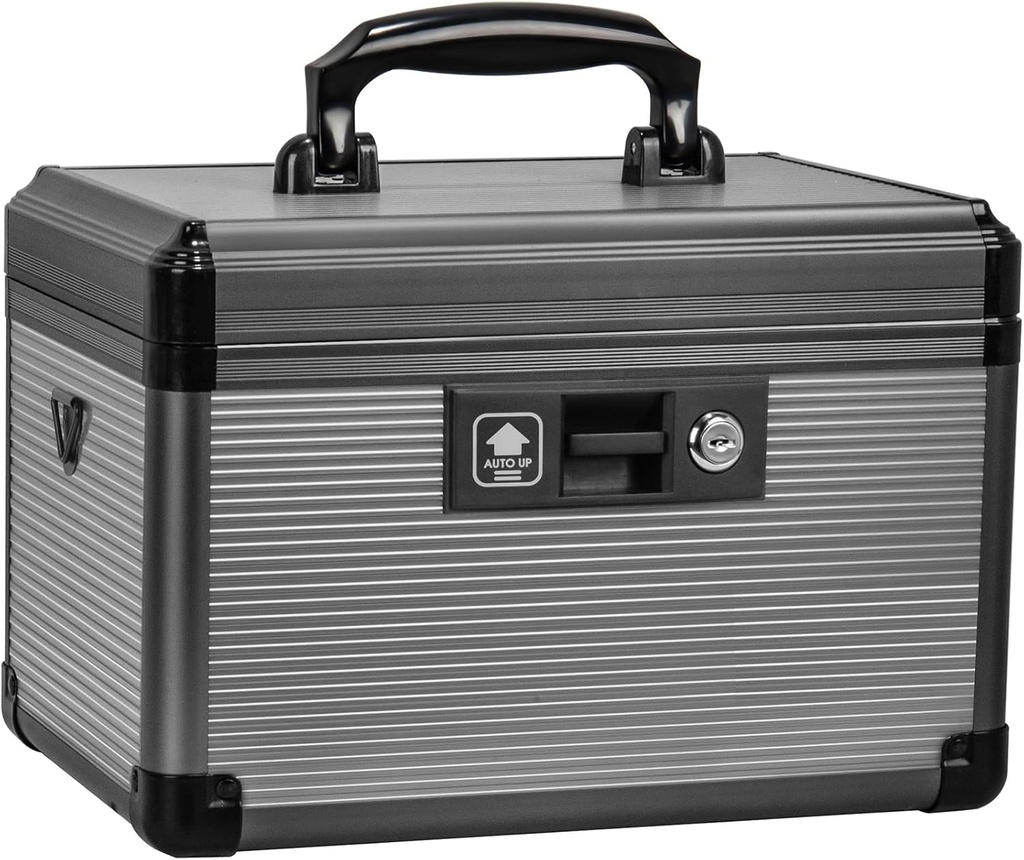 Medicína Lock Box s klíčem, Alluminum Alloy Box pro léky, První pomoc Box s odstranitelnou zásobník pro skladování léků & pilulky pro domov, Black 12 * 7.68 * 7.87 Inch