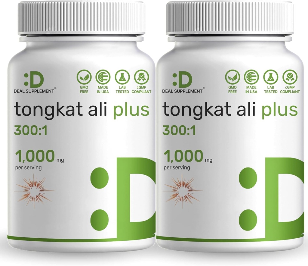 2 Pack Tongkat Ali Extract 300: 1 s Horny Goat Weed 1,100mg, 480 * Kapsle - indonéský Longjack Eurycoma Longifolia Root - Extra síla Bylinný dodatek pro energii