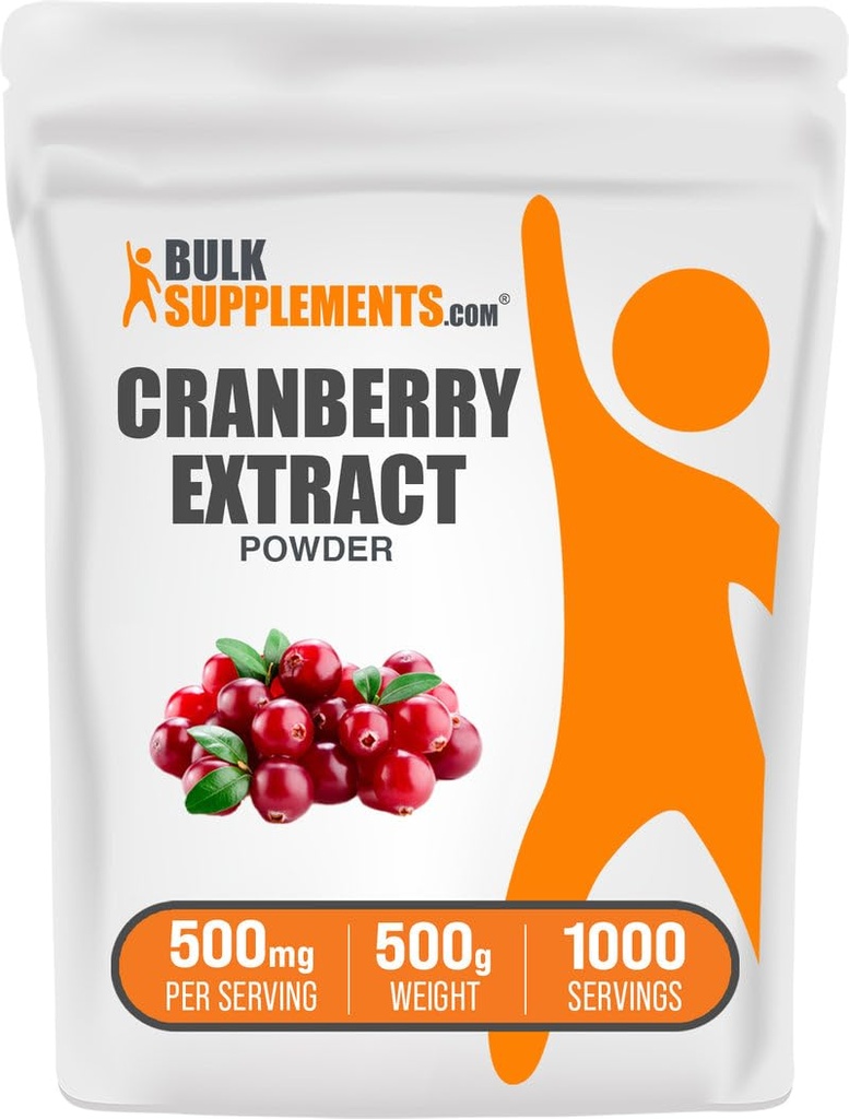 BulkSupplements.com Cranberry Extract Powder - Cranberry Flavoring Powder, Sourced from Vaccinium Macrocarpon Fruit - Vegan & gluten Free, 500mg per Serving, 500g (1,1 lbs) (Balení po 1)