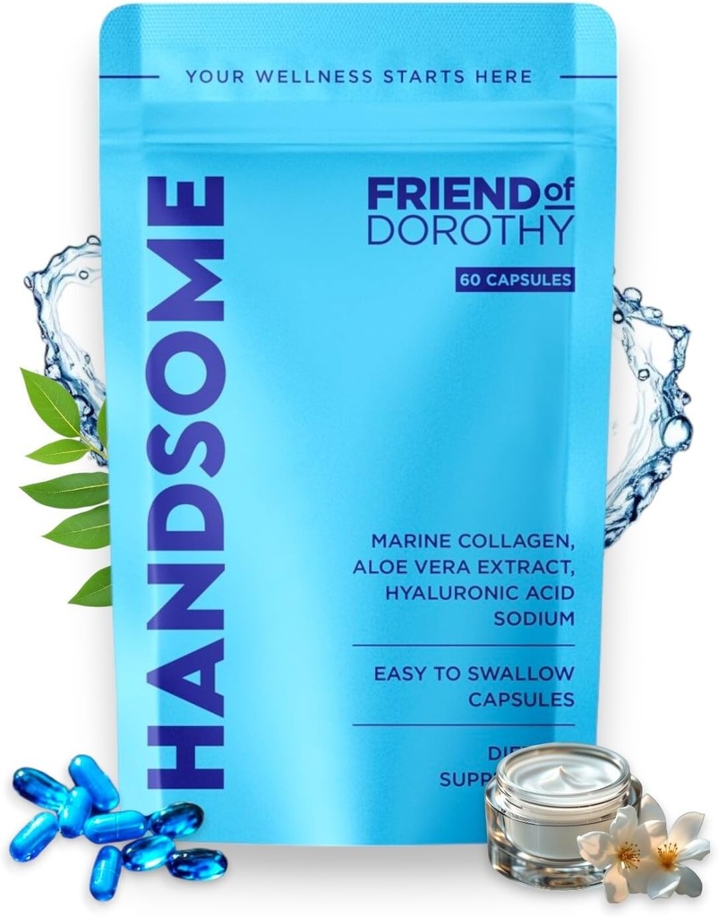 Handsome, Marine Collagen Tablety Enhanced s Aloe Vera, Hydrolyzované kolagen doplňky pro muže, 60 Kapsle na Pouch